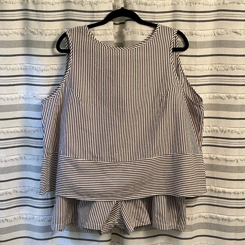 Striped top and matching short set